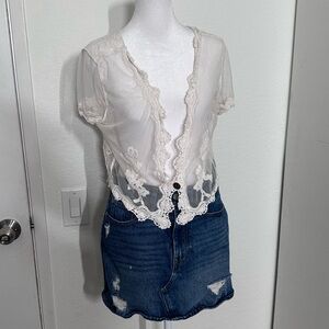 Pinky Sheer White Lace Blouse